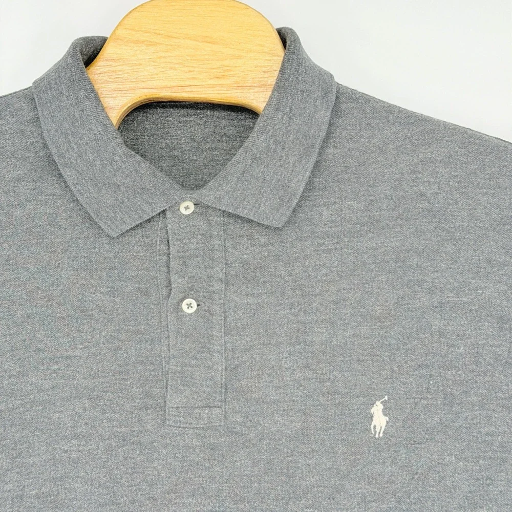 Polo Ralph Lauren Polo Shirt Mens 3XB Grey Big & Tall Pique Cotton Classic Pony